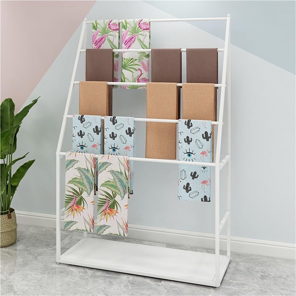Minimalist Metal Scarf Organizer, Floor-standing Multi-layer Scarf Rack, Commercial Scarf Hanger, Multifunctional Scarf Holder for Retail Store or Boutique(White,80cm/31.5in)