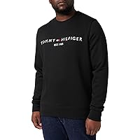 Tommy Hilfiger Uomo Felpa Tommy Logo Senza Cappuccio, Nero (Black)