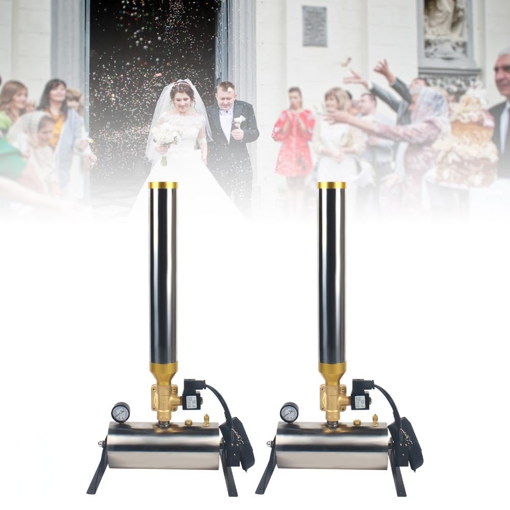 Konfetti-Kanonen-Launcher mit 150 W, kabellose Fernbedienung für Hochzeiten, Gender Reveal & DJ-Partys, 110 V Papier-Luftschlangen, 2 Stück
