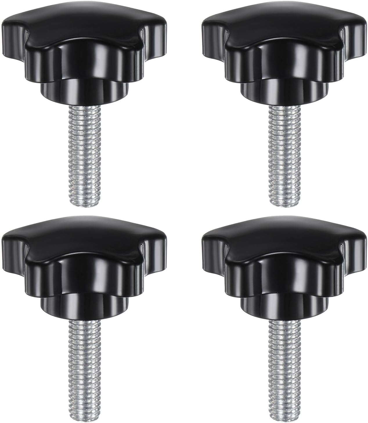 4pcs Star Clamping Knobs M8 x 30mm Metric Male Thread 39mm Large Plastic 5-Star Head Hand Tightening Thumb Screw Jig Knob Handle, Black