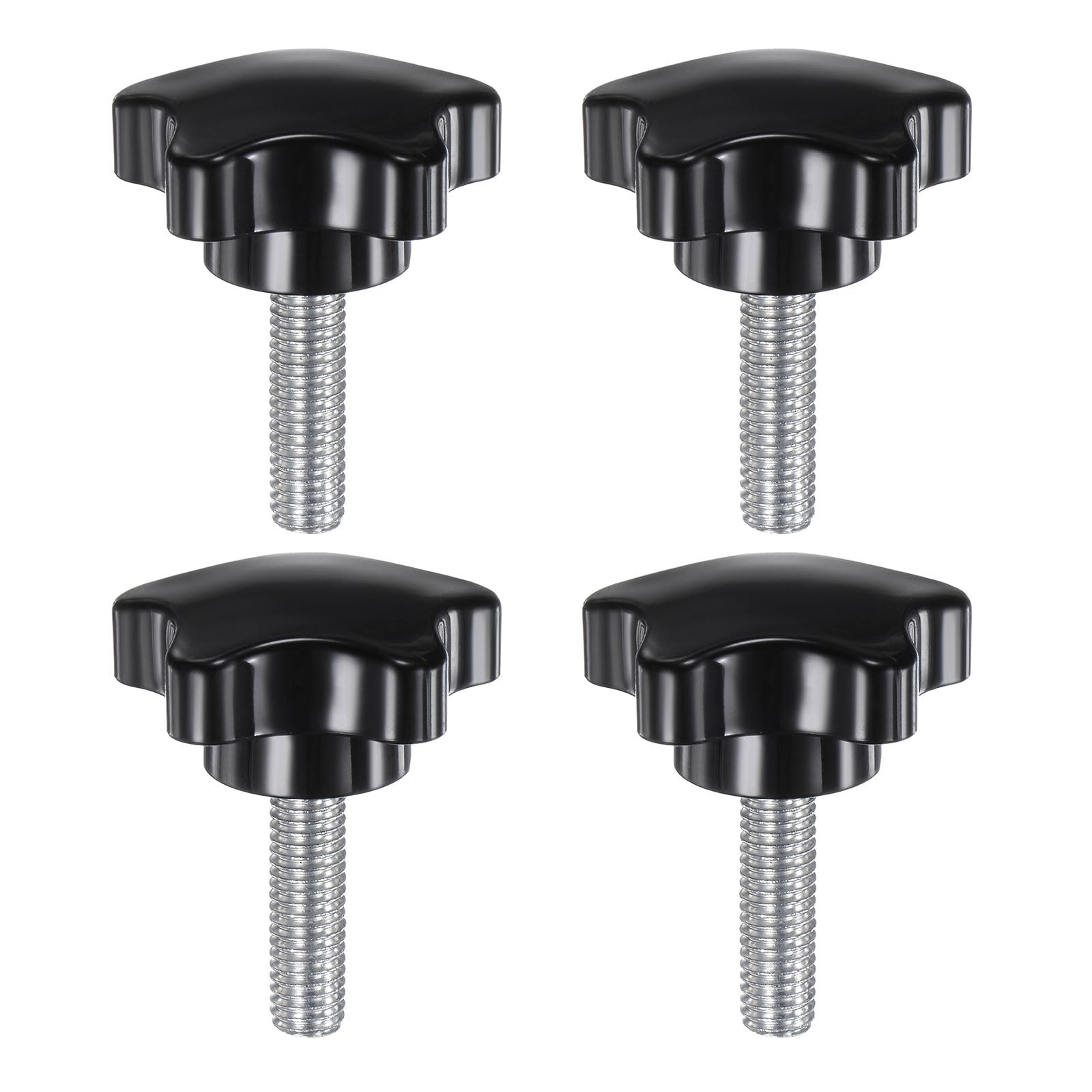 4pcs Star Clamping Knobs M8 x 30mm Metric Male Thread 39mm Large Plastic 5-Star Head Hand Tightening Thumb Screw Jig Knob Handle, Black