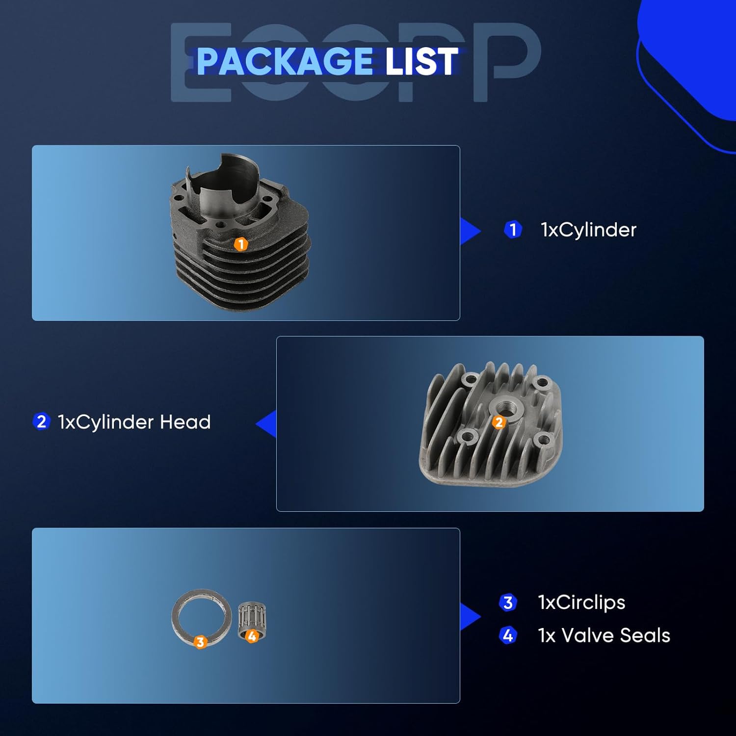 ECCPP New Cylinder Piston Ring Gasket for 1999-2005 for E-TON for Sierra 90 1999-2001 for E-TON for Thunder 90 for Cylinder Piston Gasket Top End Kit A12201152000 0451091 3301-022 A13100146000