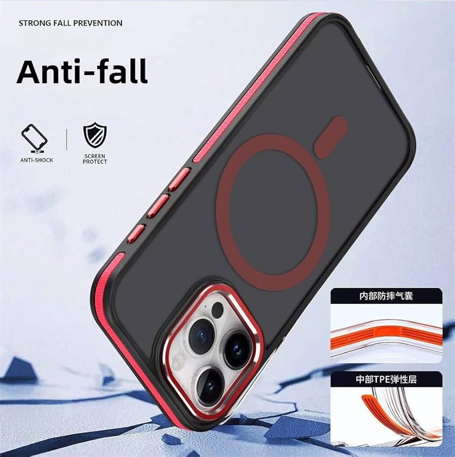 Amazon.co.jp: iPhone 14 ProMax用ケース高級ワイヤレス充電耐衝撃磁気