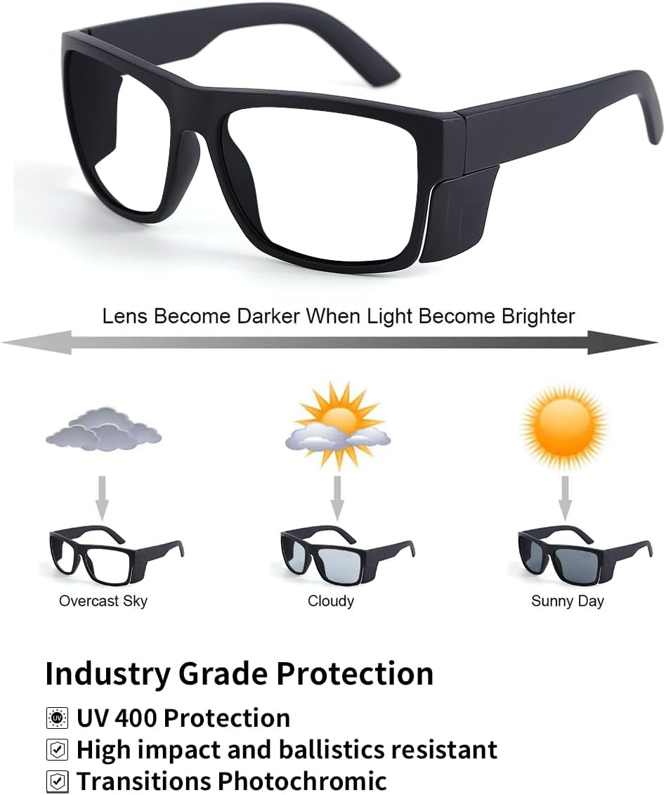 Men's Safety Sunglasses, Matte Black,Polarized Safety Sunglass Lenses,Meets ANSI Z87+ Standards,UV Protection