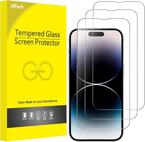 JETech Protector de Pantalla de Cobertura Total para iPhone 14 Pro Max 6.7 Pulgadas, Película de Vidrio Templado 9H Compatible con Fundas, HD