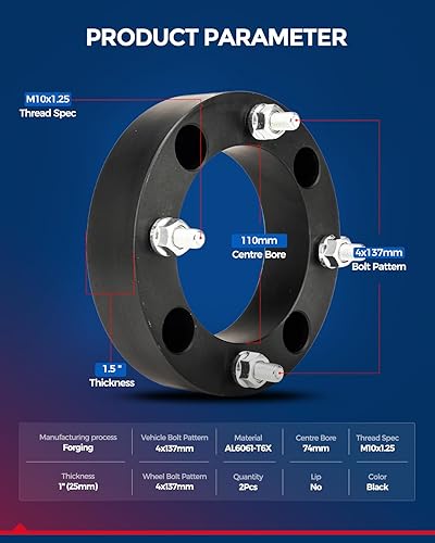 Vista 233 de KAX Espaciadores de rueda de 0.236 x 5.315 in, espaciadores de rueda centrados de 2 pulgadas y 6 lengüetas para F-15-0, Expedition, Mark LT, Negro