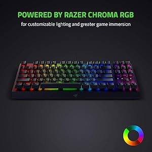 Razer BlackWidow V3 Tenkeyless (Green Switch) - Compact Mechanical Gaming Keyboard (Clicky Mechanical Switches, Compact Form Factor, Fully Programmable Keys) UK Layout | Black