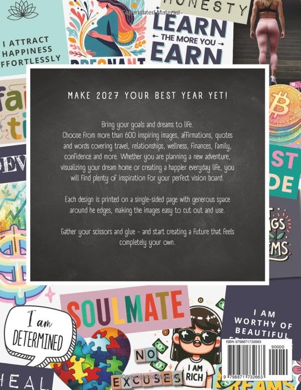 Vision Board Clip Art Book With Words, Quotes & Pictures Vol 2: Manifest Your Perfect Life With 600+ Inspirational Images, Powerful Words, Quotes and ... For Women (2027 Vision Board Supplies) image 3