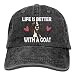 Produktbild DAIAII Herren Baseball Caps,Hüte, Mützen, Classic Baseball Cap, Denim Baseball Cap Life is Better with A Goat-1 Unisex Golf Hats Adjustable Baseball Hat Asphalt