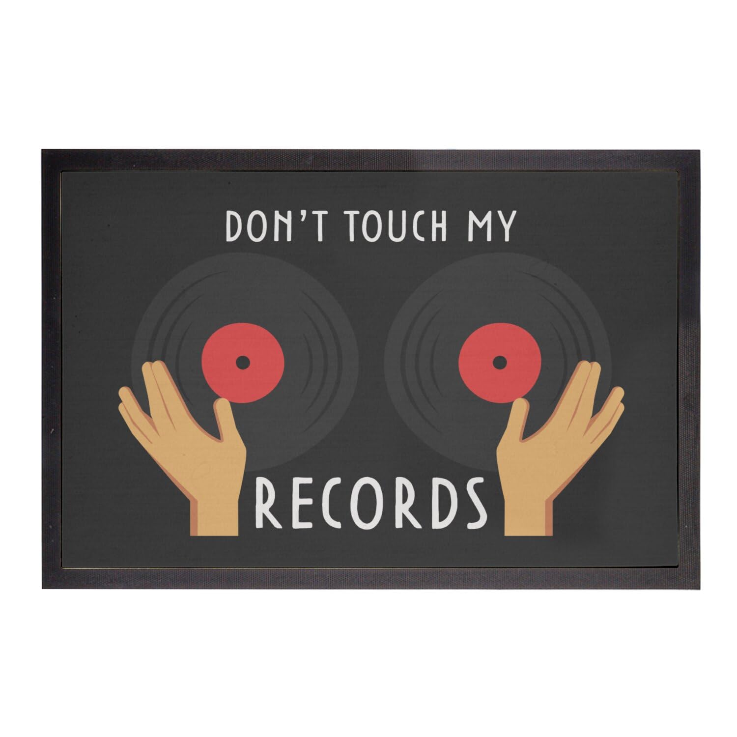 Paillasson Noir Cadeau Idéal Mélomane Tapis d'Entrée Vinyle Musique Retro 75x50cm