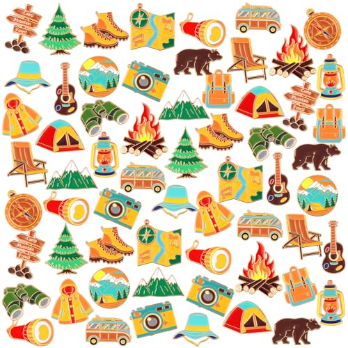 Image of Landical 60 Pcs Western Lapel Enamel Pins Bulk Silly Goose Derby Horse Camping Coastal Cowgirl Cowboy Hat Pins for Clothing Bag Truck Hat Decor Jewelry Party Favors Gift