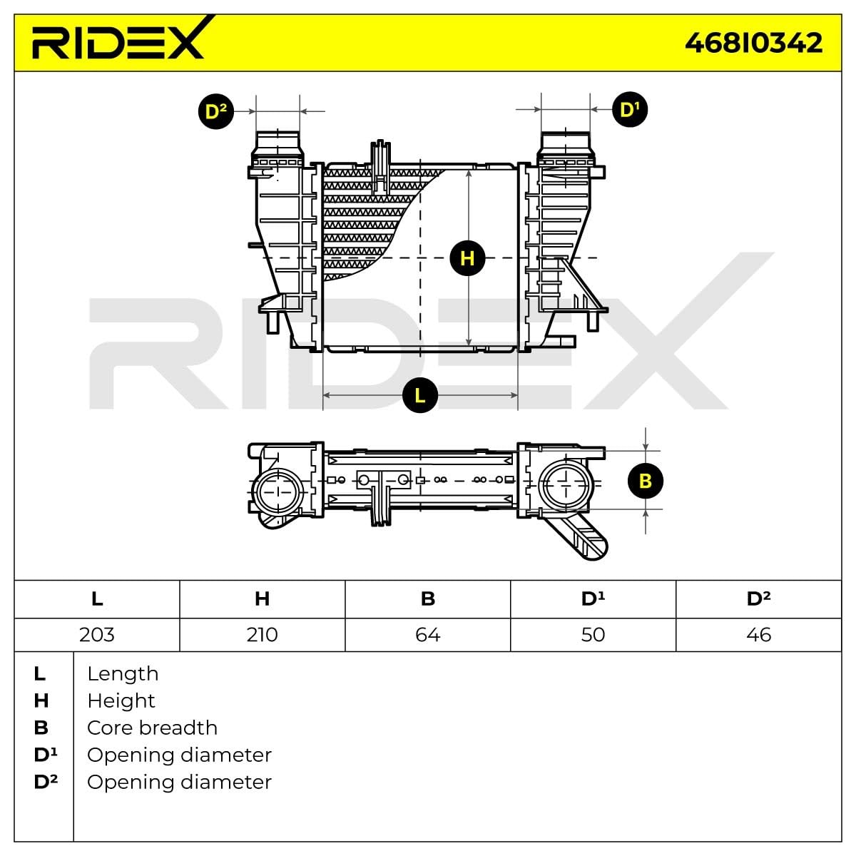 RIDEX 468I0342 Intercooler Con acoplamientos rápidos Compatible con RENAULT Clio 3 Hatchback BR0/1, CR0/1
