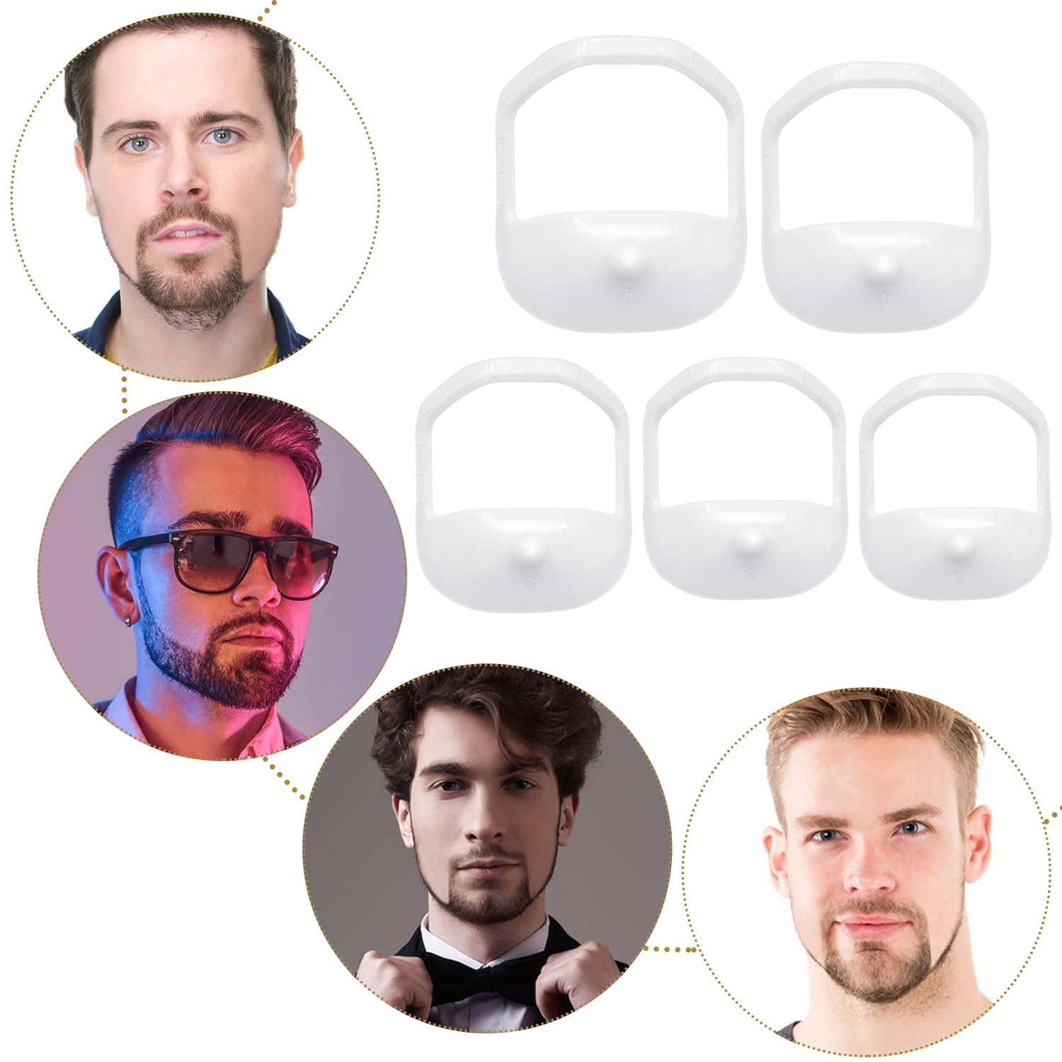5-teiliges Set Zur Bartformung In Schwarz Und Weiß – Styling-Vorlage Und Anleitung For Die Pflege Von Spitzbart Und Vollbart(White)
