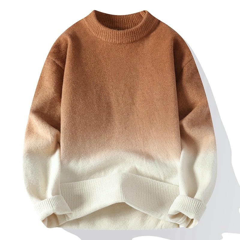 Suéter de punto para hombre ropa de abrigo casual de cuello redondo color sólido para otoño 6