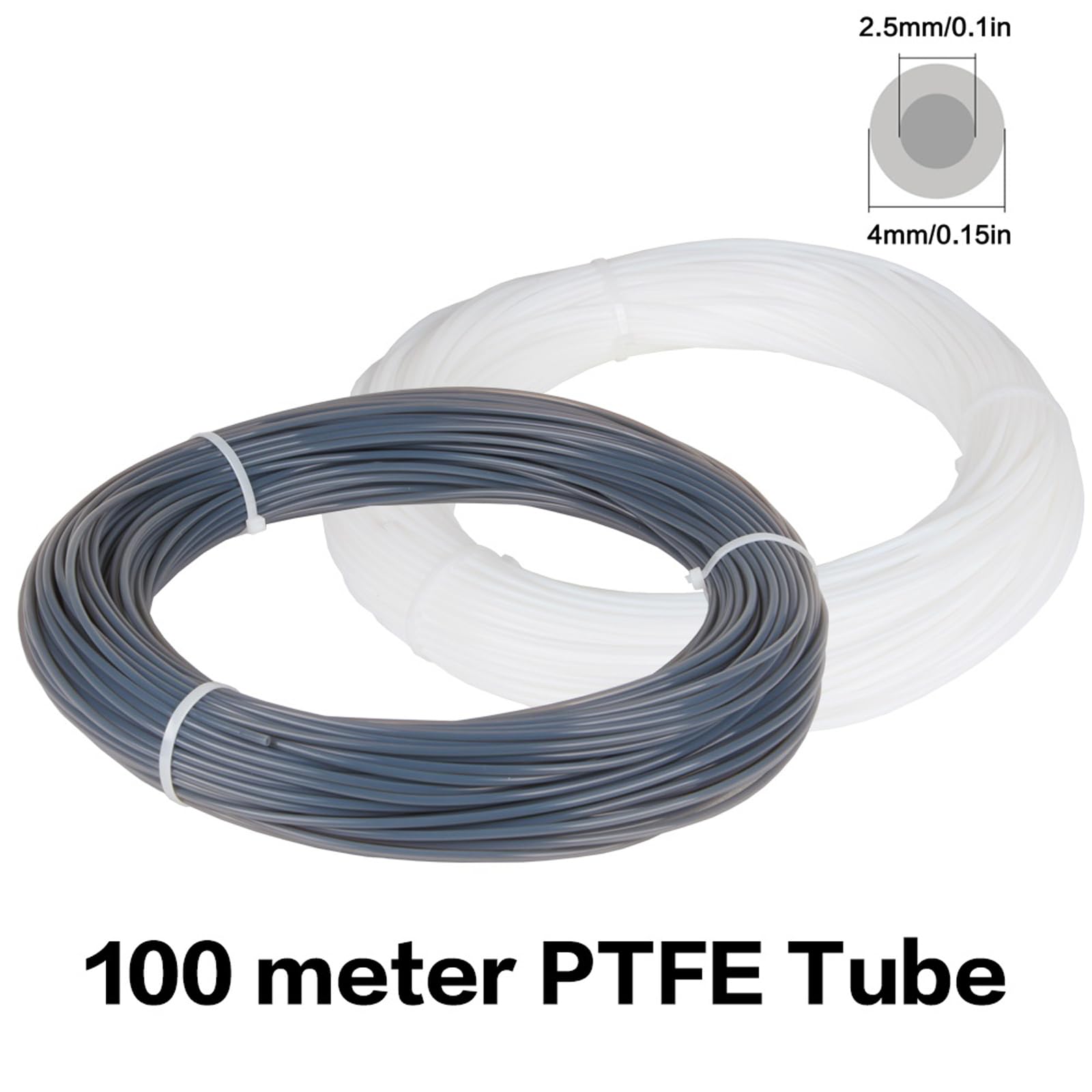 Rurka PTFE do drukarki 3D, 4 mm x 2,5 mm, 100 metrów rura teflonto do spójnych przepływów włókien, rurki PTFE