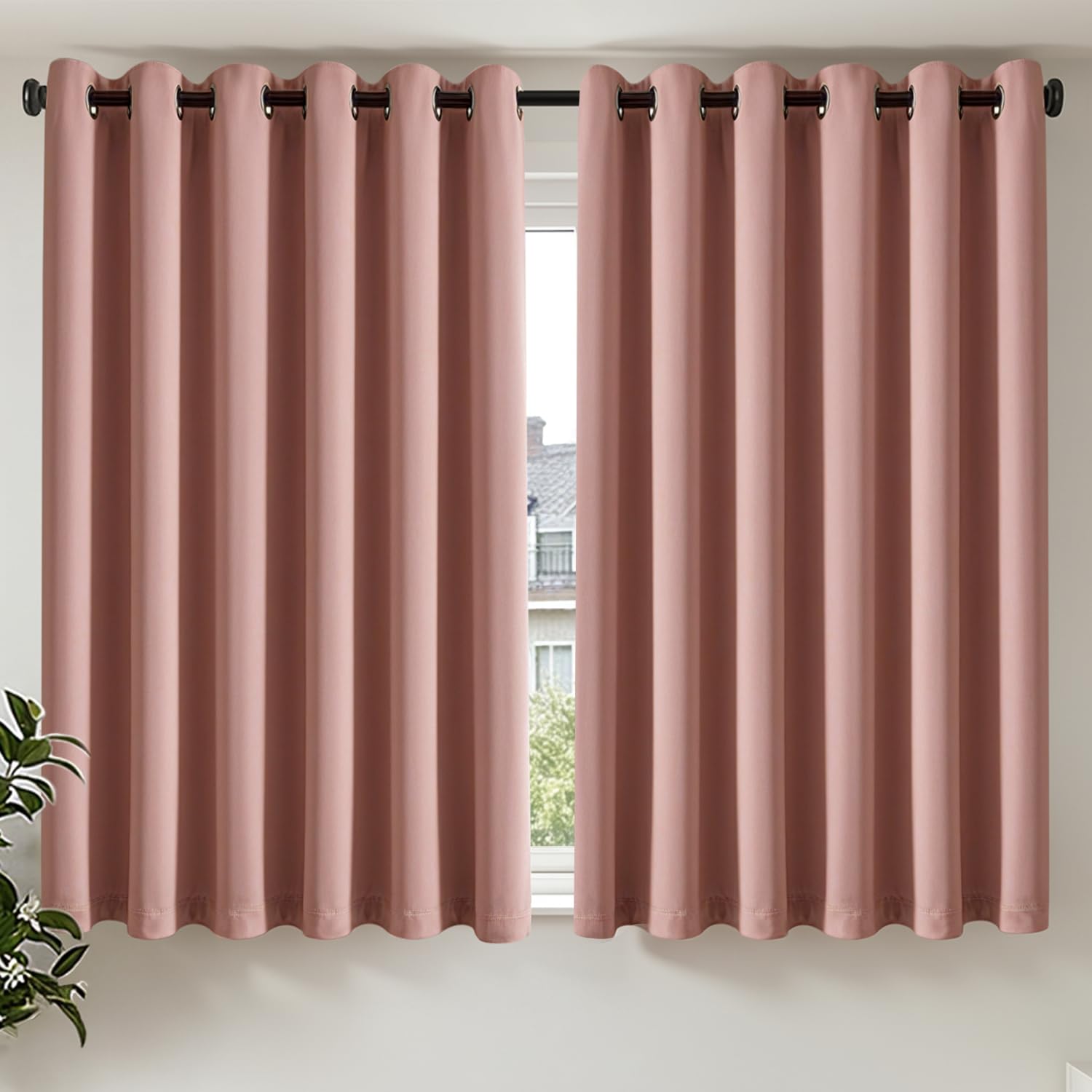 TOPICK Pink Blackout Curtains for Bedroom Living Room, W90 xL54, 2 Panels — image 1