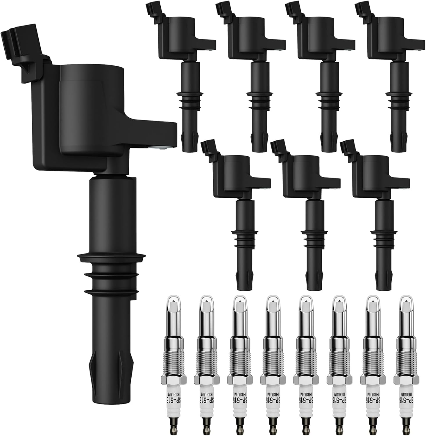 Ignition Coil Kit, FD508 Ignition Coil Packs & SP515 Spark Plugs for 2005 2006 2007 2008 Ford Expedition F150 F250 F350 F450 F550 Super Duty 5.4L 6.8L V8 V10 Lincoln Navigator Mark 5.4L, Set of 8