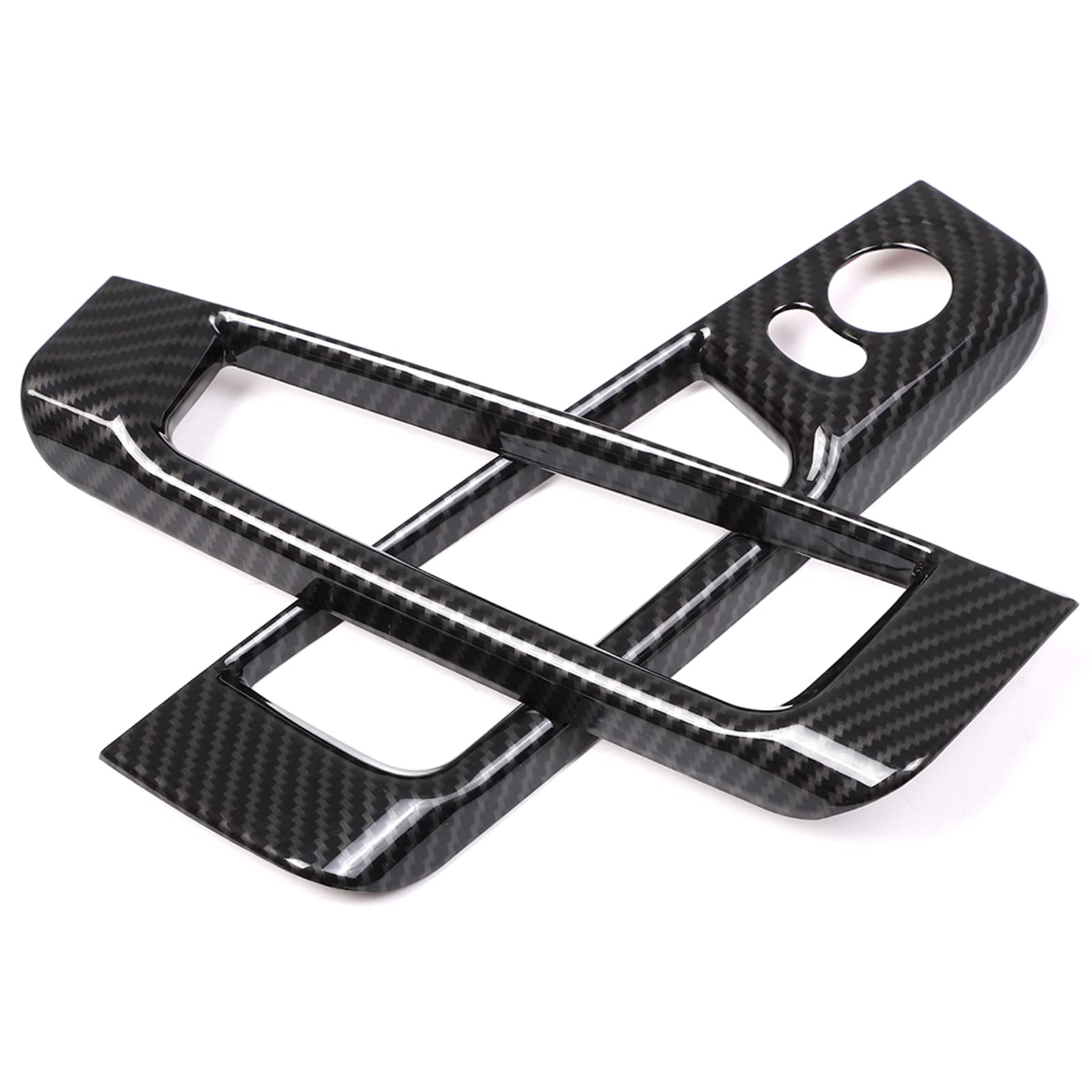 For Fiat 500 2010-2024 LHD Abarth 595 2014-2024 ABS Car Rear mirror Adjustment Switch Decorative Frame Stickers Interior Car Accessories (Black Carbon Fiber)