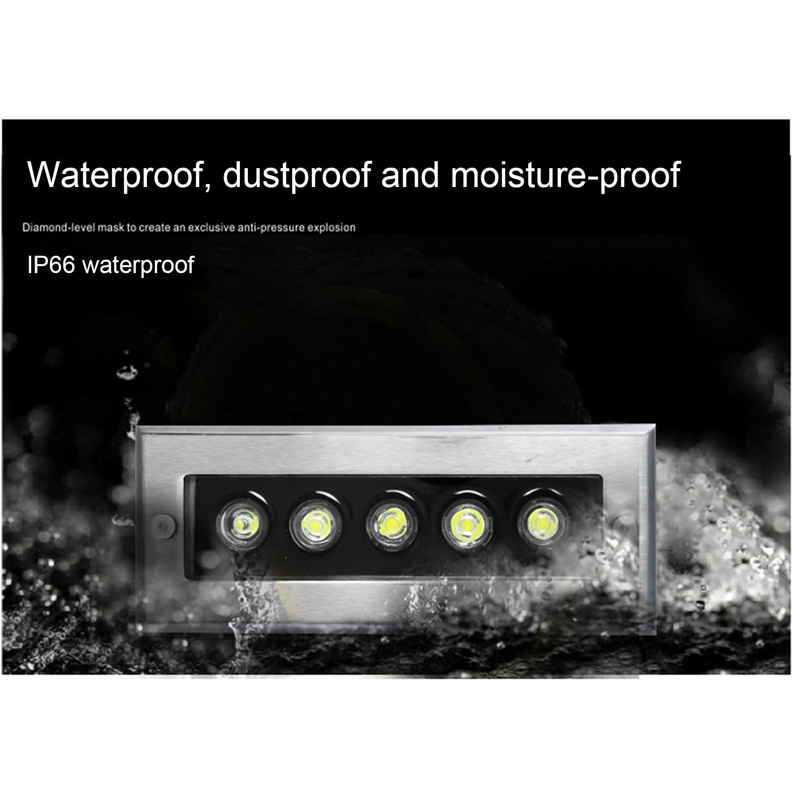 Prostokątny reflektor LED do zabudowy podłogowej, AC85-265 V, wodoodporny IP66, idealny do ogrodu, podjazdu, tarasu, patio, schodów lub krajobrazu