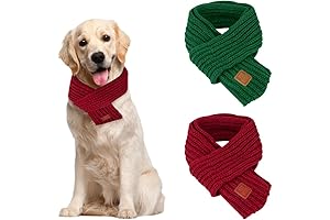 SlowTon Dog Knitted Scarf, 2 Pack Xmas Dog Warm Bandanas