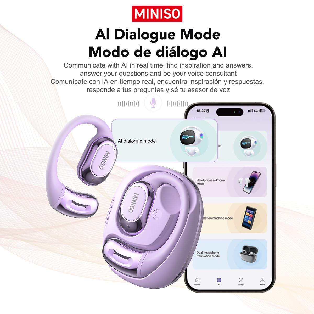 Miniso Translation Earbuds Real Time Al Translation Ows Headphones
