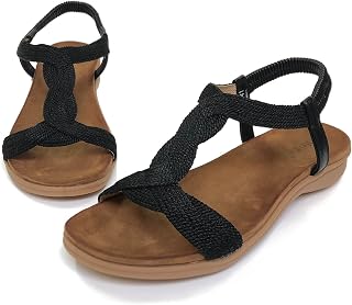 Damen-Sandalen, flach, Sommer, Boho, Strandsandalen, offener Zehenbereich, Damensandalen