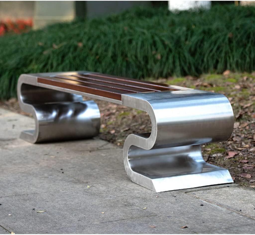 Park Benches Outdoor Leisure Chair Park Chair Garden Square Outdoor Stainless Steel Public Seat Scenic Shopping Mall School Rest Stool Outdoor Benches(M:180cm)