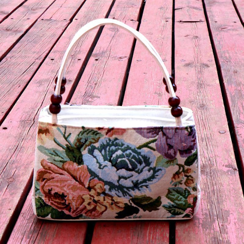 Image of Women Retro Embroidery Satchel Handbag Boho Vintage Handmade Double-Sided Animal Ethnic Hobo Tote Purse Shoulder Handbags