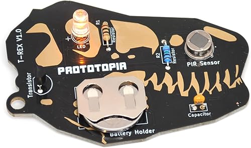 Miniatura 2 de T-Rex - Kit de aprendizaje para soldar  LED activado por movimiento  Kit de electrónica de bricolaje para principiantes  Circuito de práctica