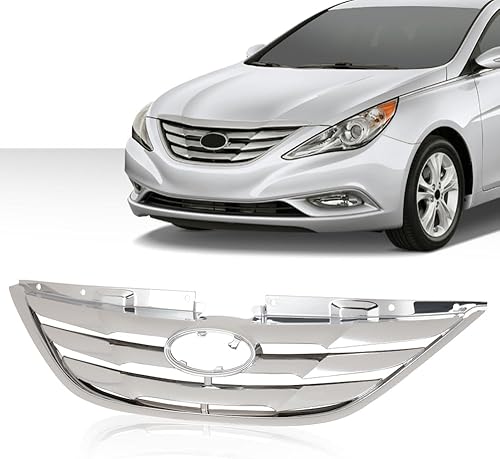 Miniatura 3 de GRAND ORANGE Montaje de parrilla delantera, compatible con Hyundai Sonata 2011 2012 2013 Parrilla de plástico ABS cromado HY1200154, 863503S100