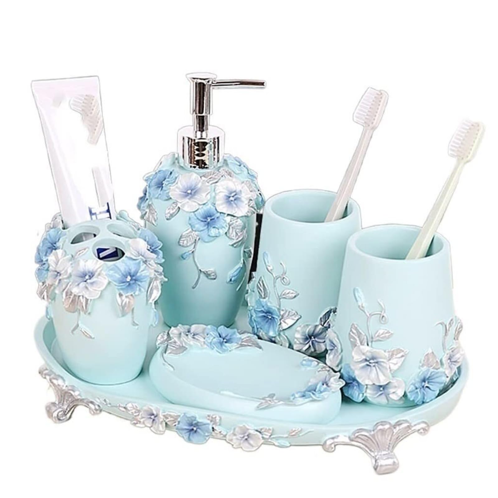 Distributeur Savon et ensemble d'accessoires de salle de bain chic