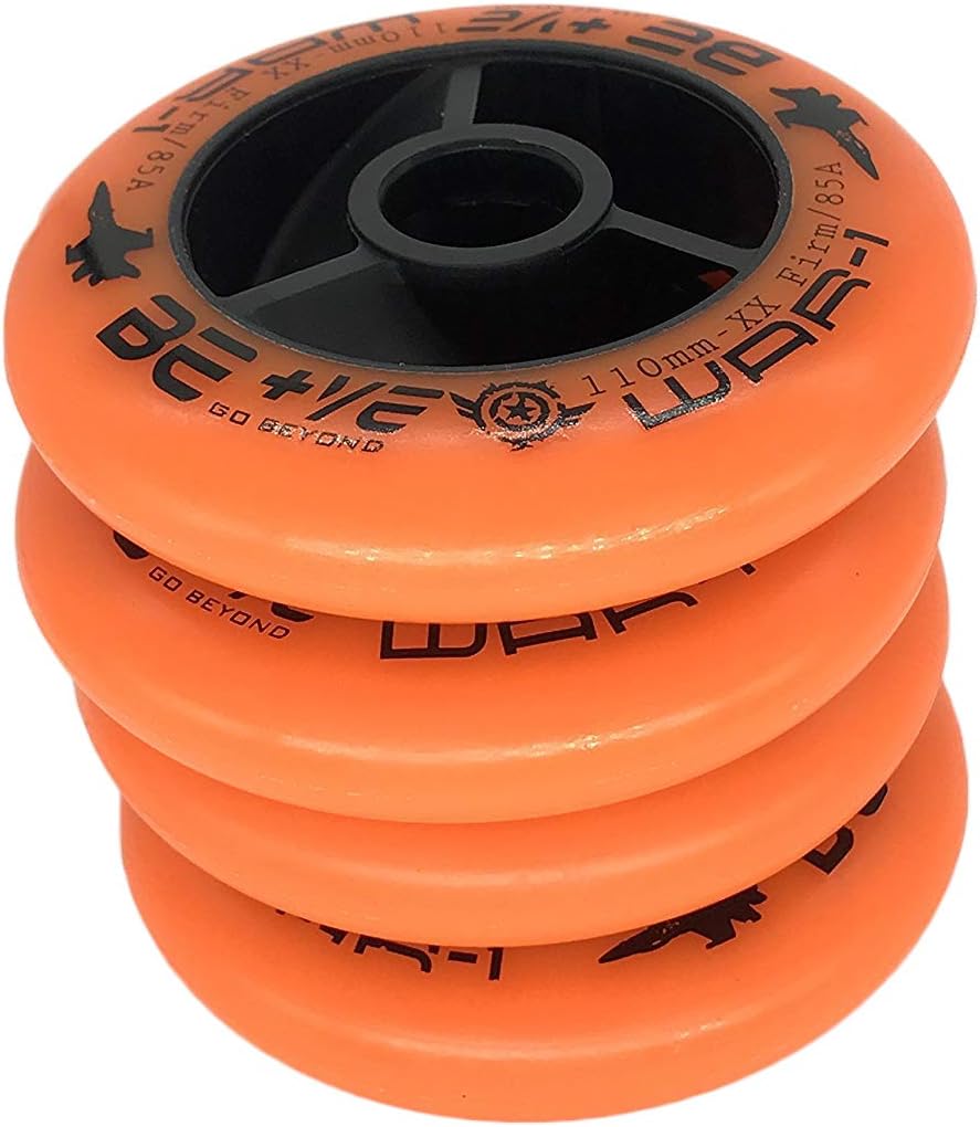 85A PU Inline Speed Skate Wheels Without Bearings (Pack of 4) Size 110mm and 100mm and 90mm for Speed Skate Scooter (Orange, 110mm)