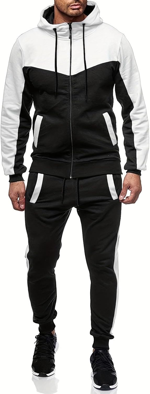 Ymosrh Men's Sweatsuits 2 Piece Outfits, Zip Up Hoodie and Joggers Sweatpants Sport Tracksuit Sets, M-3XL