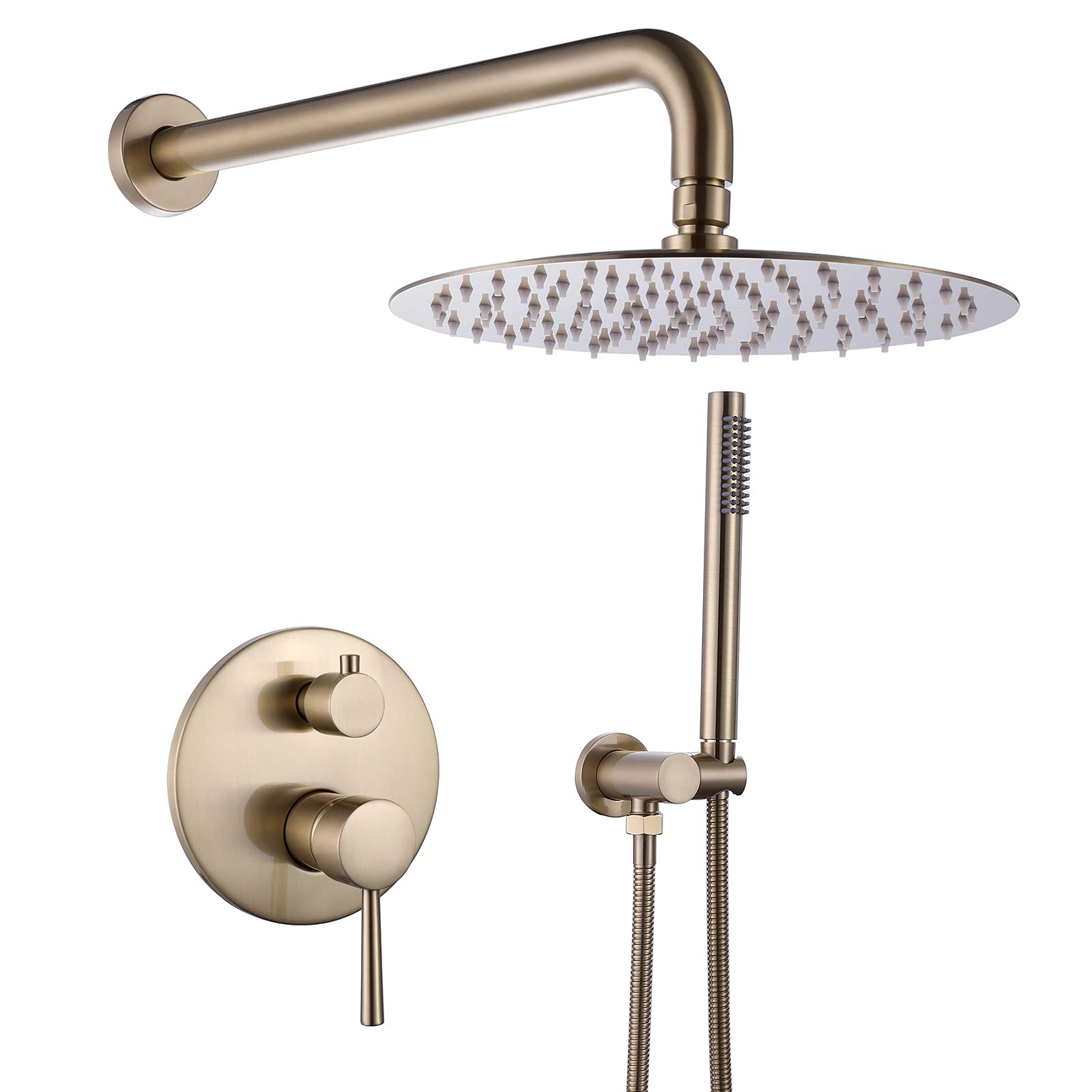 Buy ASHA 10 Inch Brushed Gold Rain Shower System Wall Rainfall Shower