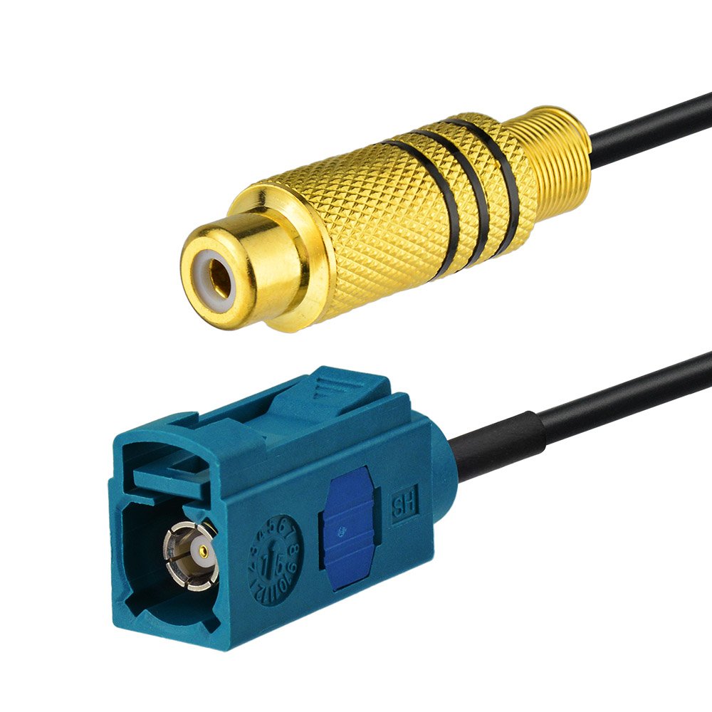 Superbat Fakra to RCA Cable, RCA Female to Blue Fakra Z Female Coax Pigtail 6" for Aftermarket Radio Head Unit Rear View Camera etc.