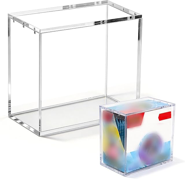 Protecteur de boîtier d'affichage acrylique pour Booster Box 8 + 5mm Boîte de stockage de carte claire épaisse avec un couvercle magnétique & UV Protection, Compatible avec PKMN Booster Boxes, 5,5"x3"x4,9"