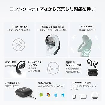 Amazon.co.jp: Nearity MemPod Fit 2 ワイヤレスイヤホン オープン