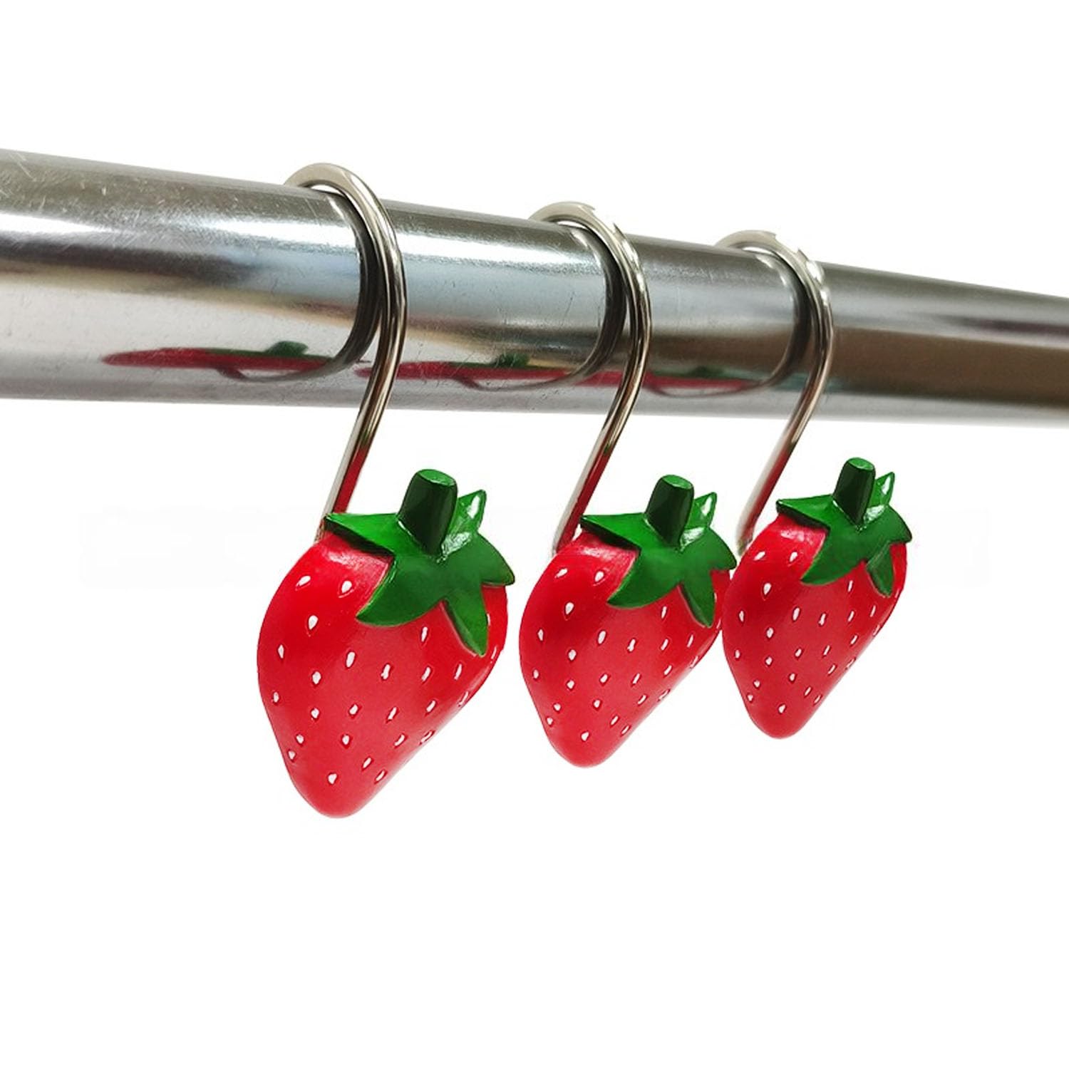 12-Pack Pink Daisy Shower Curtain Hooks - Stainless Steel Rustproof Hooks With 3D Resin Flowers - View #7