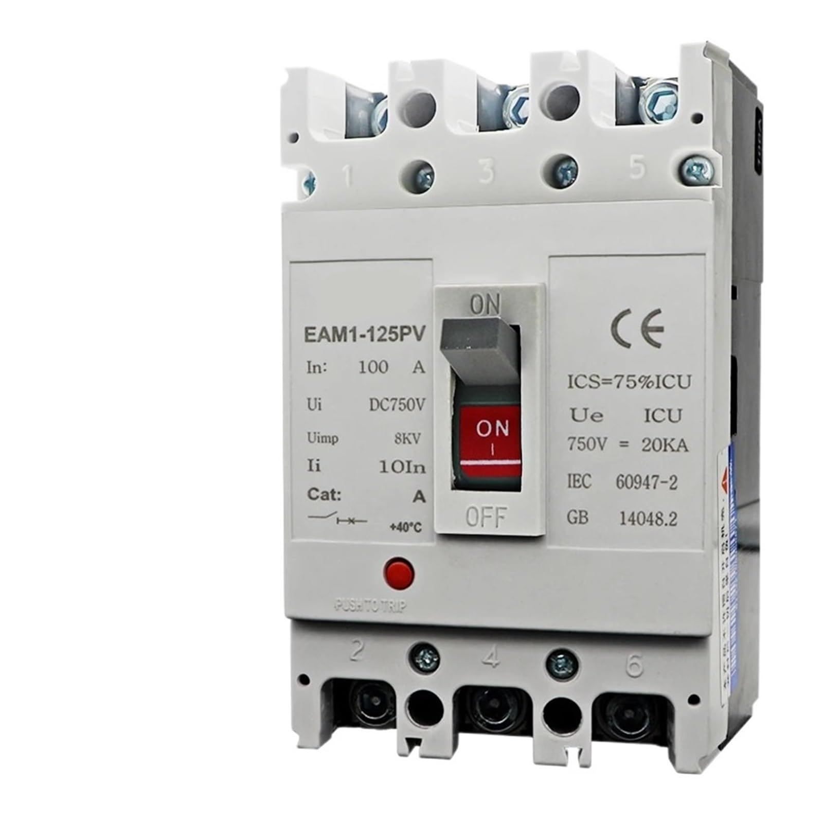 JNVFTCUX 3P DC750V 63-1250A DC Solar Plastic case Circuit Breaker MCCB Overload Protection Switch photovoltaic Protector(25v)