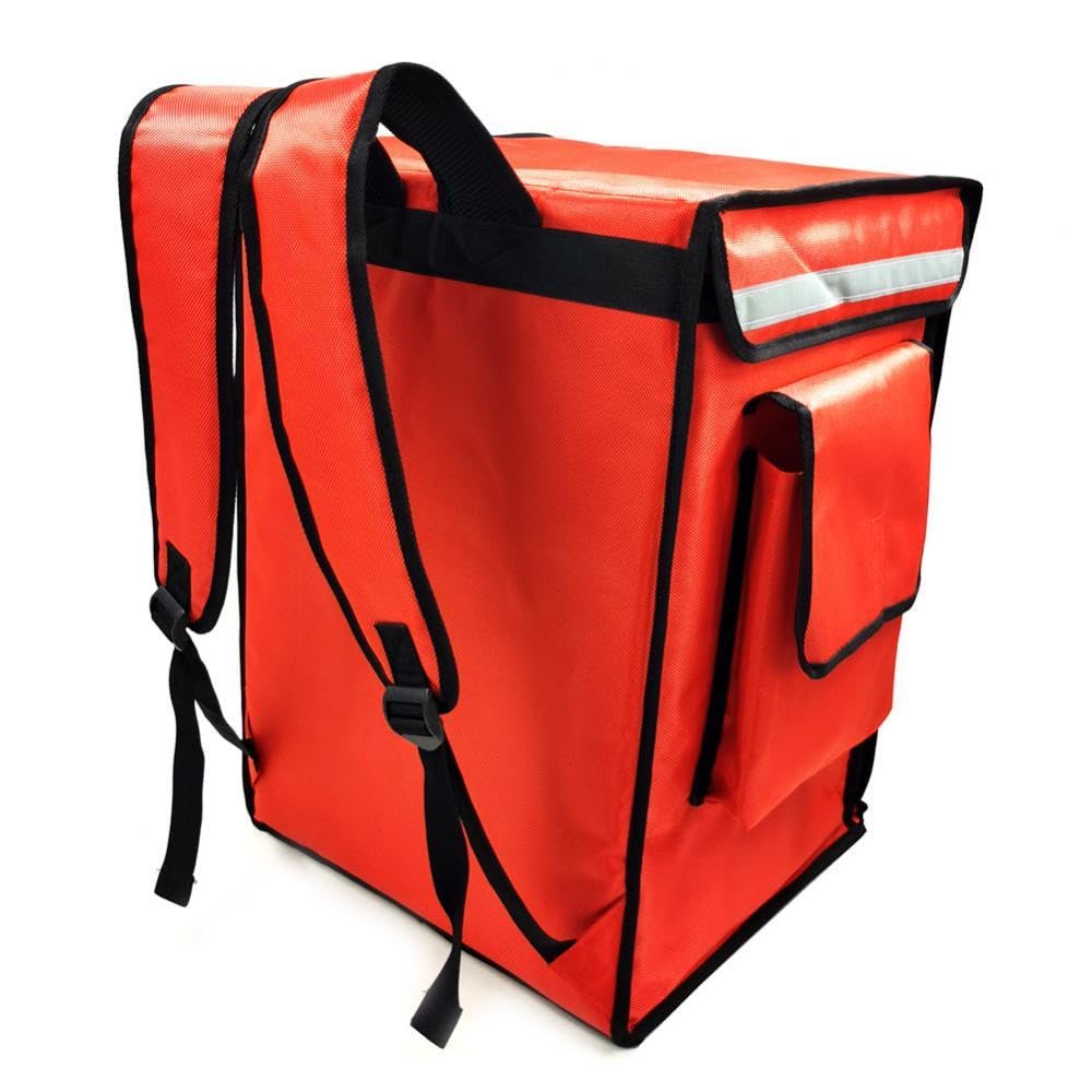 Mochila Isotérmica Expandible para El Reparto de Comidas Frías Y Calientes, con Portavasos Y Tela Oxford, Ideal para Servicios de Catering, Rojo, Individual