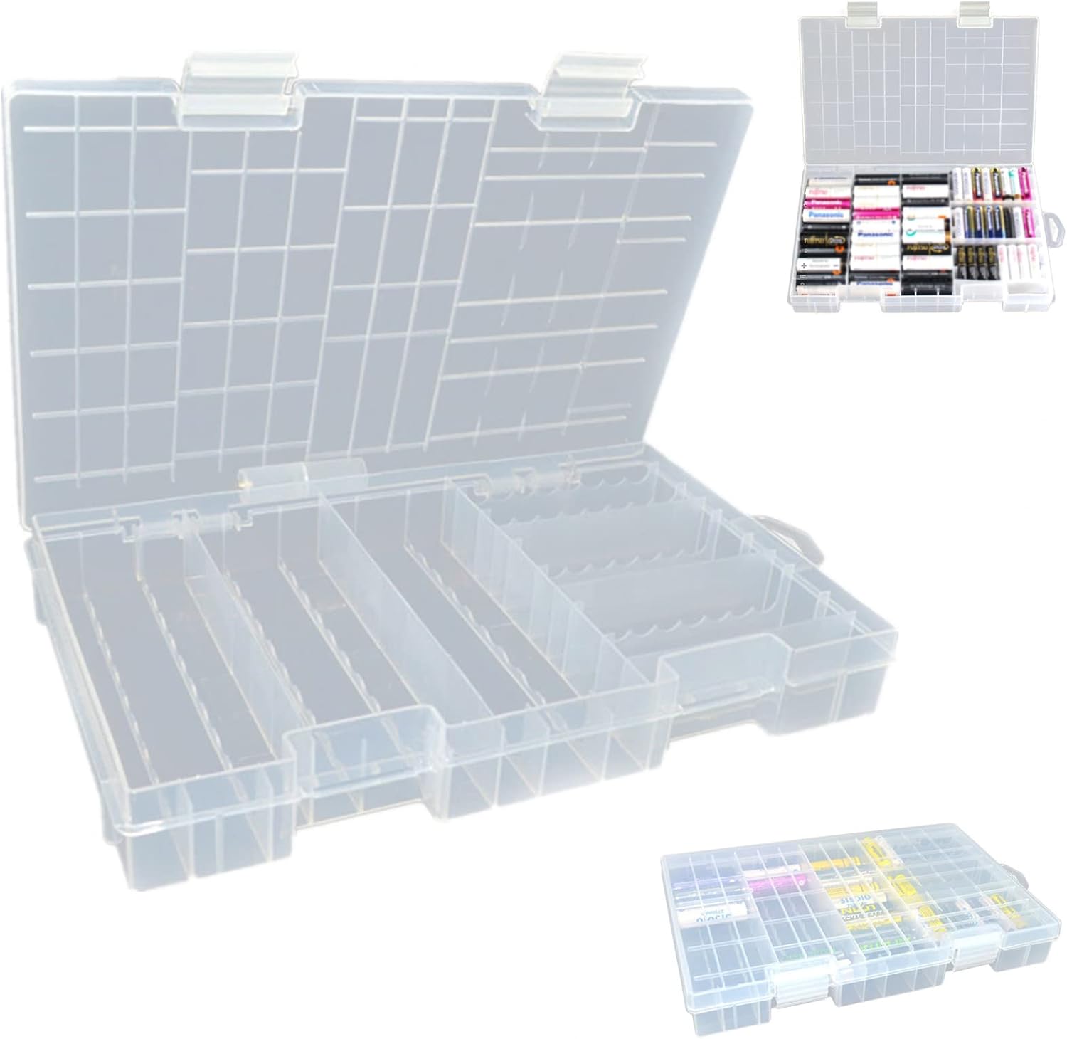 MOVKZACV Battery Organizer Storage Box, Organizer Large Portable