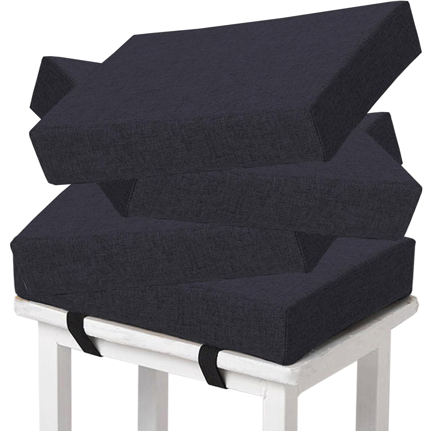 Memory Foam square Seat Cushion3/ 5/8cm thick,35/40/45/50cm rectangular Stool Cushion,Anti - Slip, Seat Cushion seat pads dining chairs with Removable Cover for Kitchen Bar Chairs(H15,4pcs 40x40x8cm)
