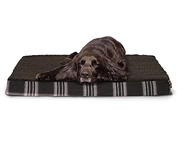 Furhaven Faux Sheepskin and Plaid Orthopedic Dog Bed