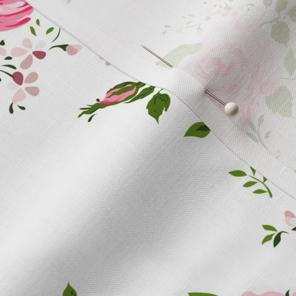 Spoonflower Fabric - Pink Cute Roses Rose Flowers Girl Love Floral Nursery Printed on Petal Signature Cotton Fabric Fat Quarter - Sewing Quilting Apparel Crafts Decor