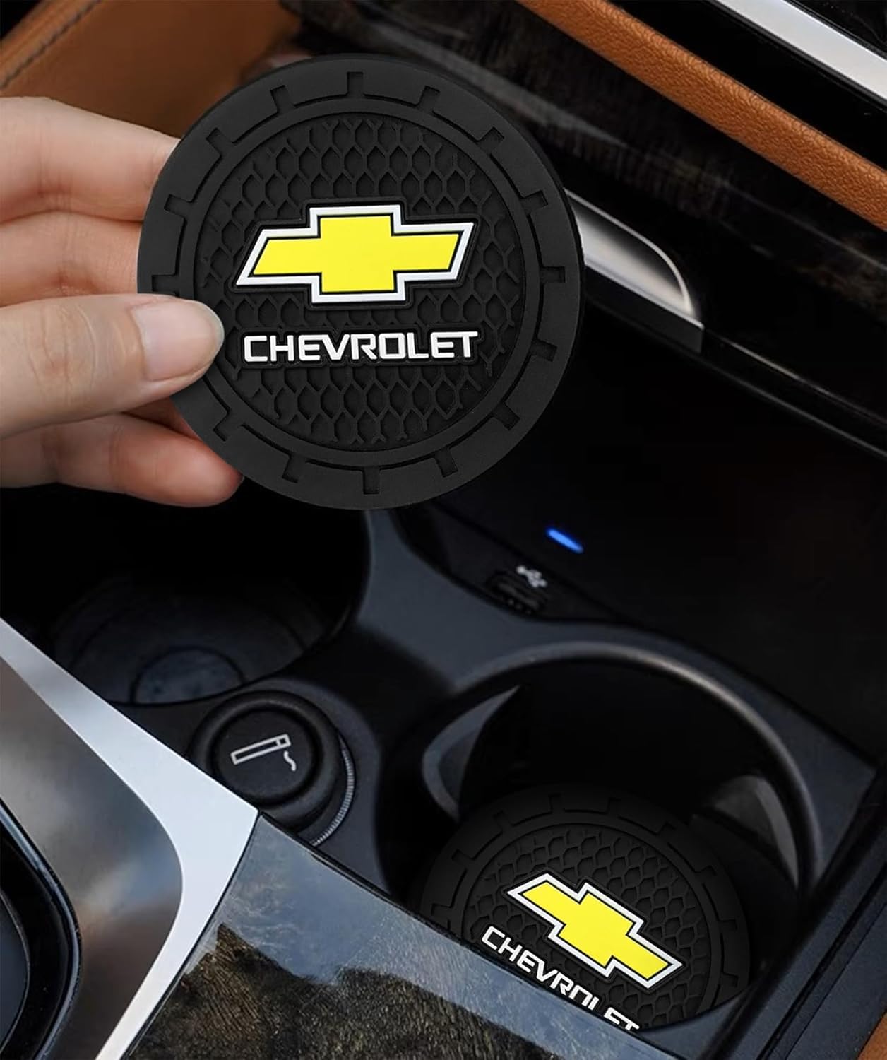 ar Cup Holder Coaster for Chevrolet,Silicone Cupholder Coaster,Car Interior Accessories,2.76 Inch 2 Pieces （Black）