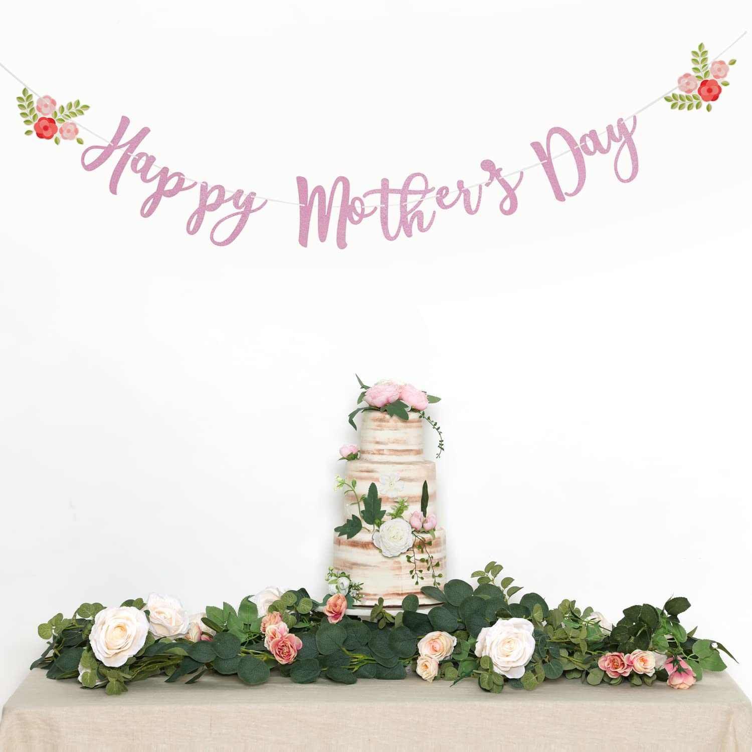 Kit Décoration Fête Des Mères – Bannière Guirlande Florale 'Bonne Fête Maman', Stickers & Ornements Suspendus, Ambiance Chaleureuse
