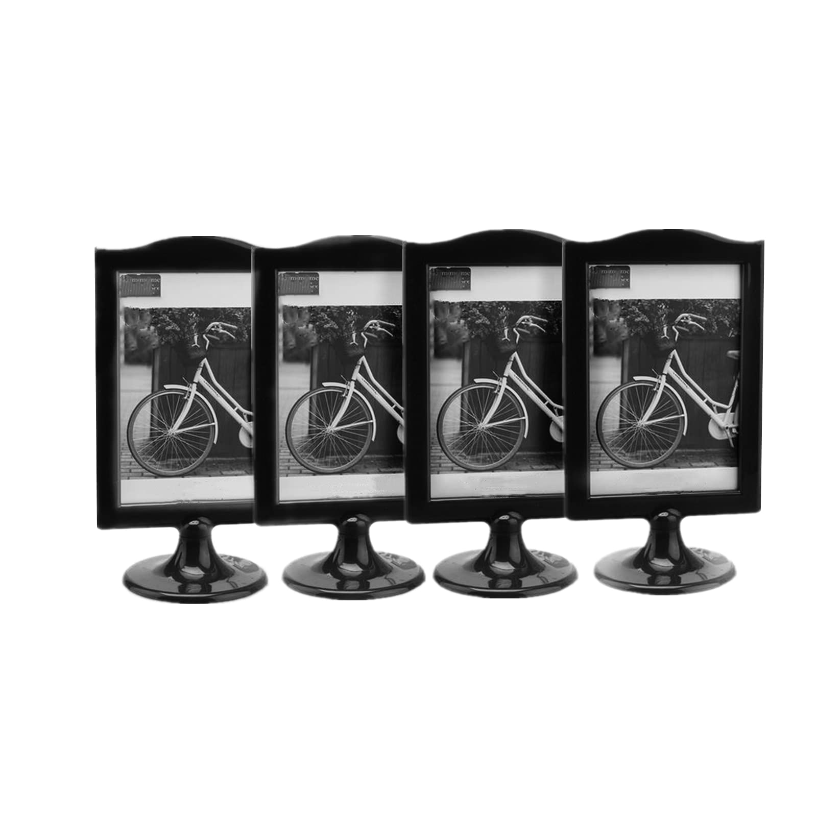 Rikyo 4 Pack Standing Photo Frames,Self Standing Photo,Vertical Mount Sign Holders 4x6, Double Sided Tabletop Display,Each Frame Holds 2 Pictures,School,Wedding Party Table Numbers Holder (Black)
