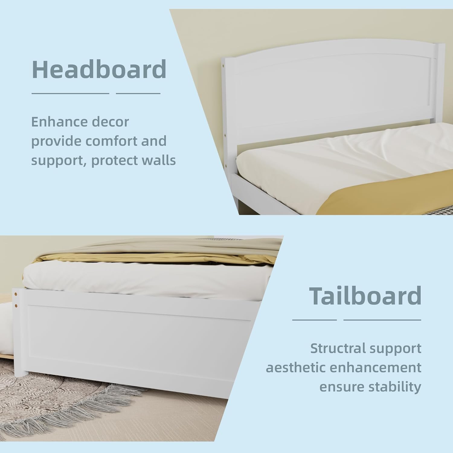 Close-up of the headboard and tailboard design
