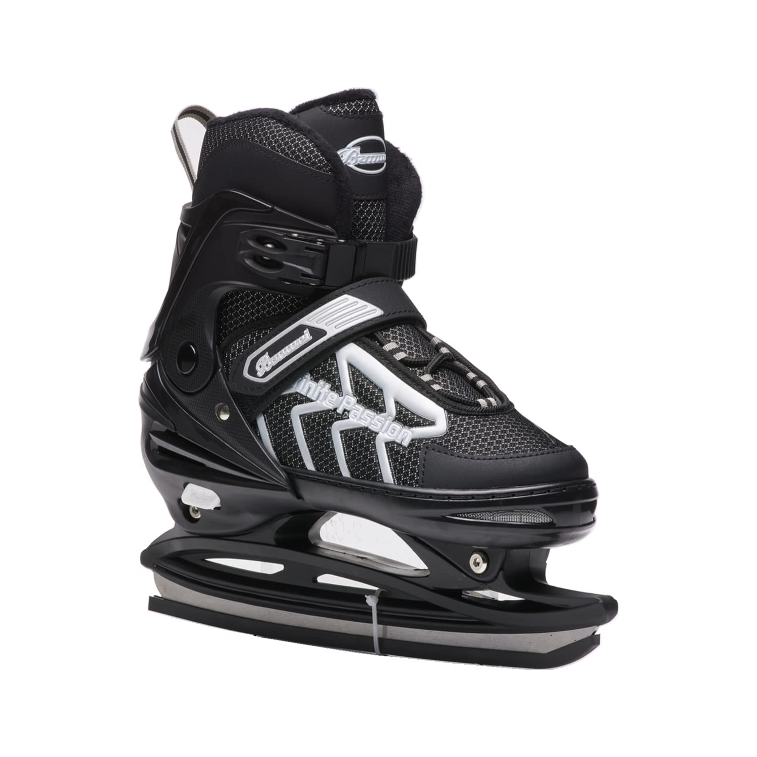 JGMLZK Ice Skates,Boys Hockey Skates,Skates with Adjustable 4 Sizes for Boys Girls Youth Men Women and Beginners (Black Silver