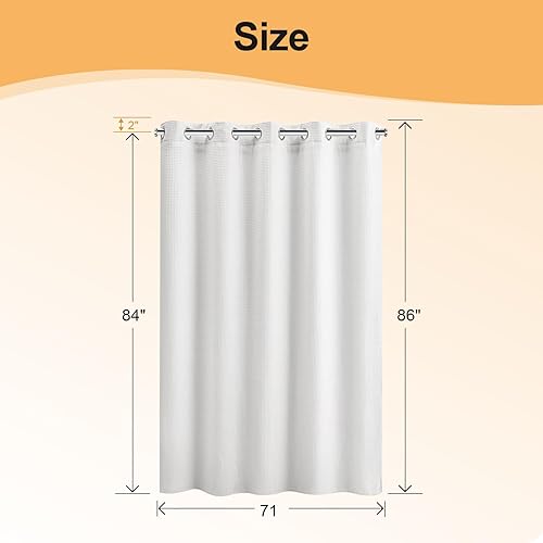 Miniatura 7 de Cortina de ducha extralarga de mezcla de algodón River Dream con forro a presión, sin gancho necesario, cortinas de ducha de calidad hotelera para